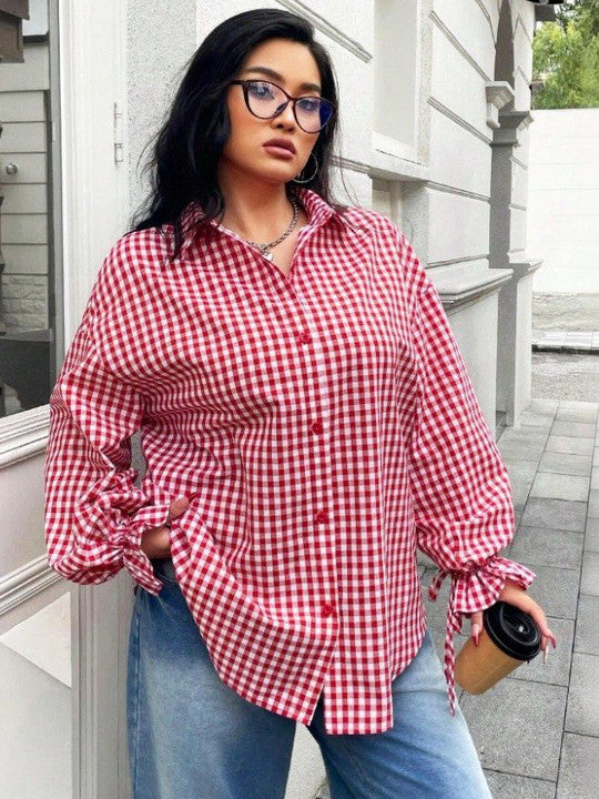 Women Gingham Checks Checked Casual Shirt