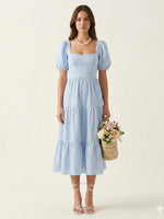 Sky Blue A-Line Midi Dress