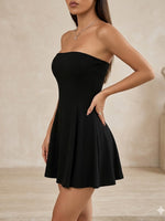 lack Strapless Flare Dress
