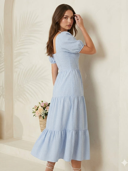 Sky Blue A-Line Midi Dress