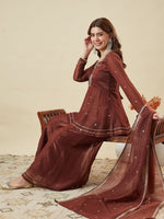 Women Ethnic Motifs Embroidered Empire Thread Work Kurta with Sharara & With Dupatta