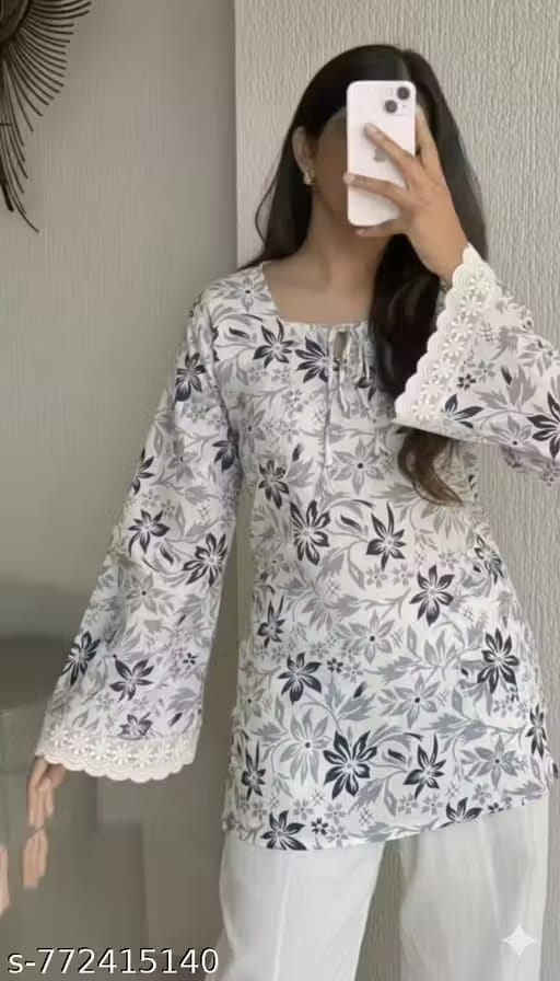 Women Floral Short Kurti
