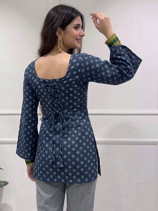 Geometric Printed Square Neck Kurti
