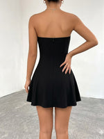 lack Strapless Flare Dress