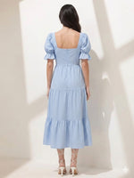 Sky Blue A-Line Midi Dress