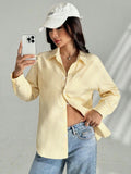 Women Yellow Stripe Oversized Shirts