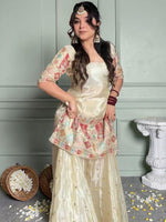 Women Ethnic Motifs Embroidered Panelled Thread Work Kurta with Sharara & With Dupatta