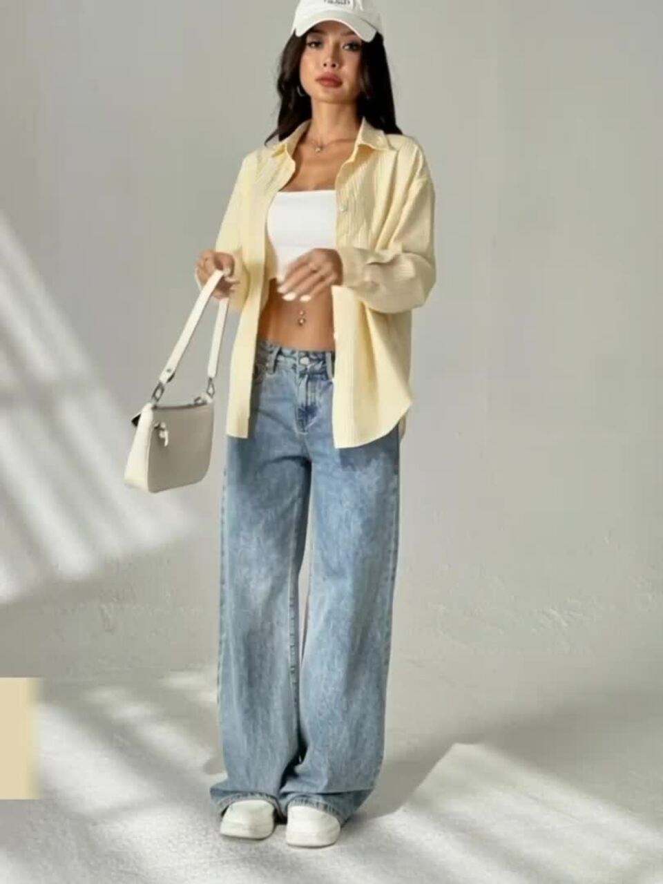 Women Yellow Stripe Oversized Shirts