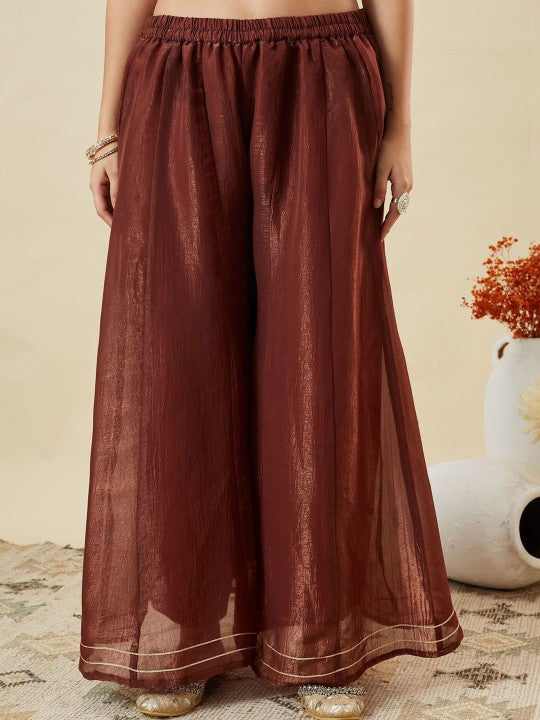 Women Ethnic Motifs Embroidered Empire Thread Work Kurta with Sharara & With Dupatta