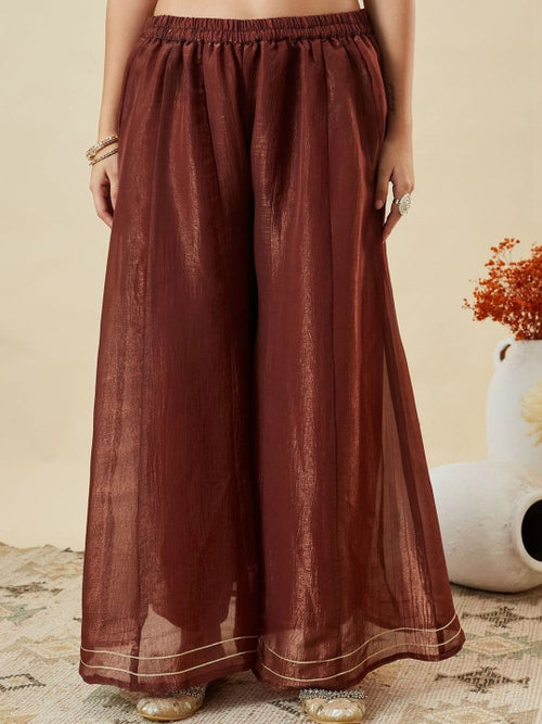 Women Ethnic Motifs Embroidered Empire Thread Work Kurta with Sharara & With Dupatta