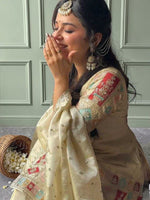Women Ethnic Motifs Embroidered Panelled Thread Work Kurta with Sharara & With Dupatta