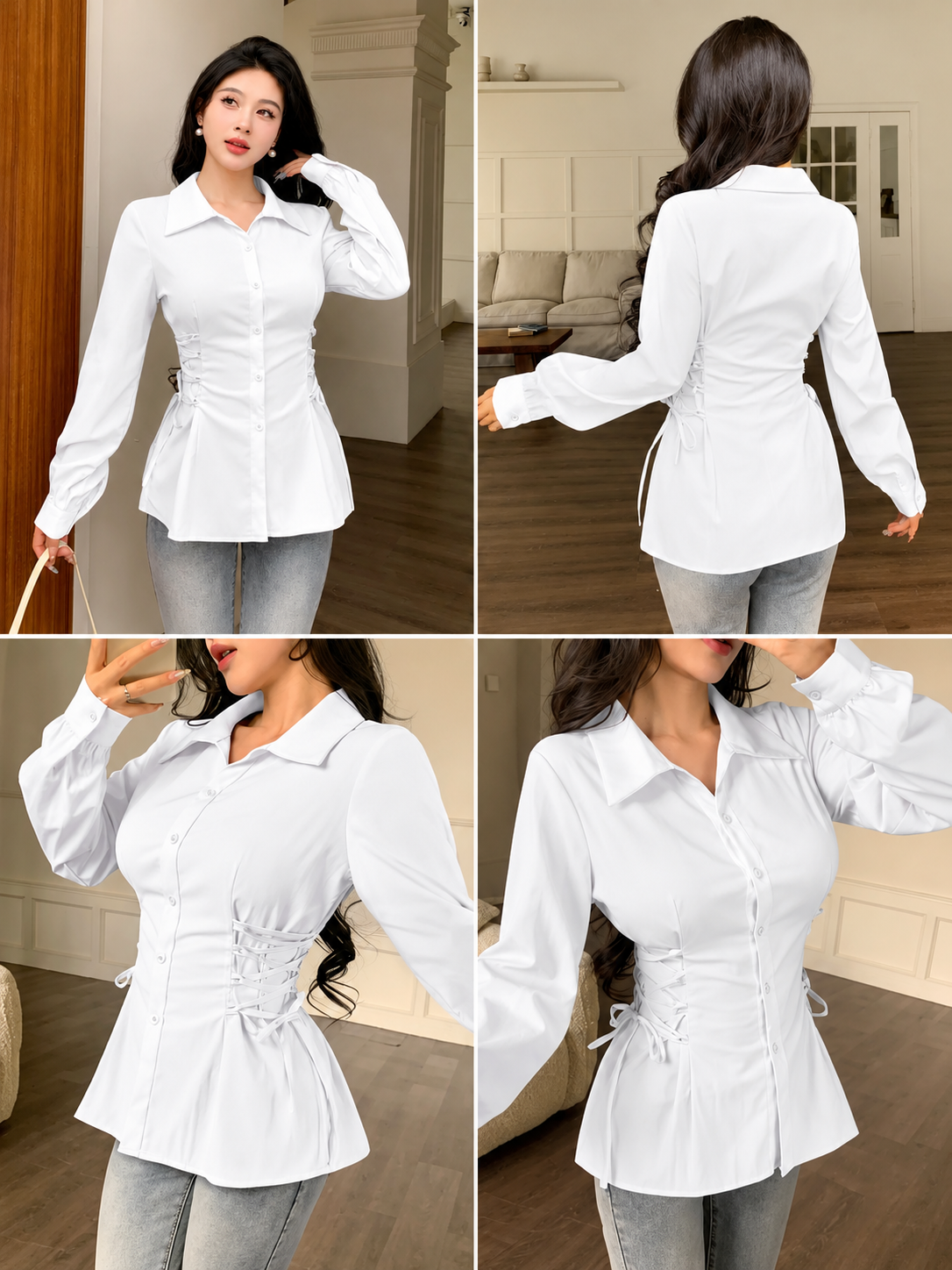 Fitted white shirt for women