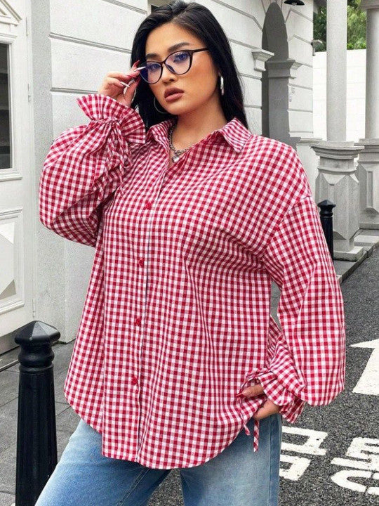 Women Gingham Checks Checked Casual Shirt