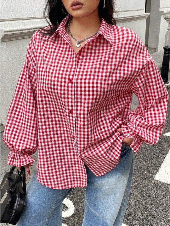 Women Gingham Checks Checked Casual Shirt